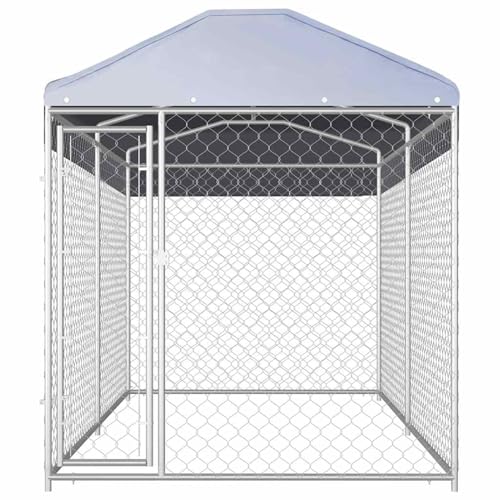 Homgoday Großer Hundezwinger mit Überdachung | Stabiler Stahlbau | Für Spielen & Schutz | 382x192x225 cm Model145024 von Homgoday