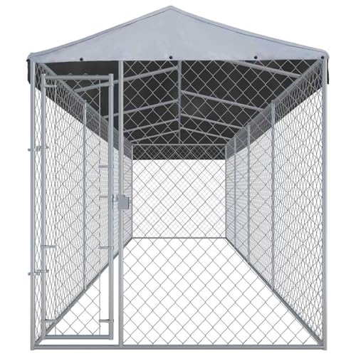Homgoday Großer Hundezwinger mit Überdachung | Verzinkter Stahl | UV-sicher | 760x192x225 cm Model145031 von Homgoday