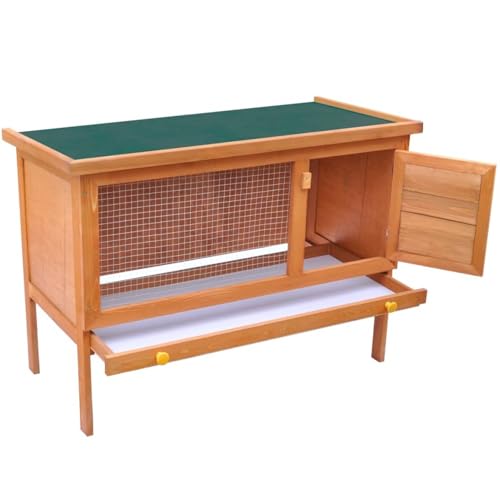 Homgoday Hochwertiger Holz-Kaninchenstall mit Schubfach & Dachpappe - 90x45x65,5 cm Model170157 von Homgoday