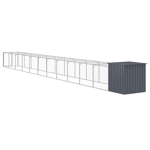 Homgoday Hühnerstall mit Laufstall für den Außenbereich, Legegehälter für Hühner, Käfige für Kaninchen, Käfige für Vögel, Kaninchenhaus, Legegestelle, Hühner, verzinkter Stahl, grau, 110 x 1221 x 110 von Homgoday