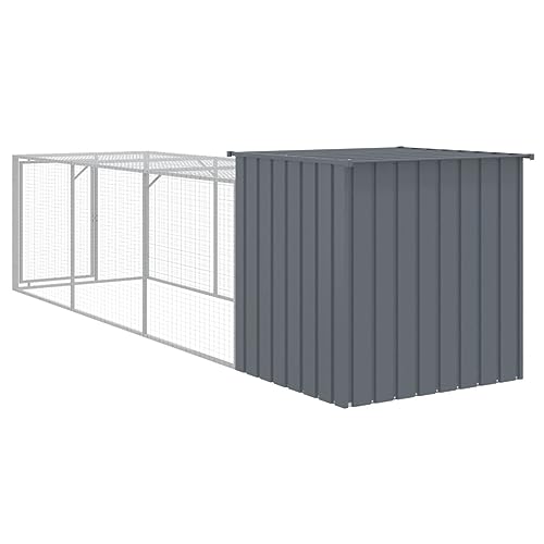 Homgoday Hühnerstall mit Laufstall für den Außenbereich, Legegestelle für Hühner, Käfige für Kaninchen, Käfige für Vögel, Kaninchenhaus, Legegestelle, Hühner, verzinkter Stahl, grau, 110 x 405 x 110 von Homgoday