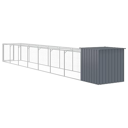 Homgoday Hühnerstall mit Laufstall für den Außenbereich, Legegestelle für Hühner, Käfige für Kaninchen, Käfige für Vögel, Kaninchenhaus, Legegestelle, Hühner, verzinkter Stahl, grau, 110 x 813 x 110 von Homgoday