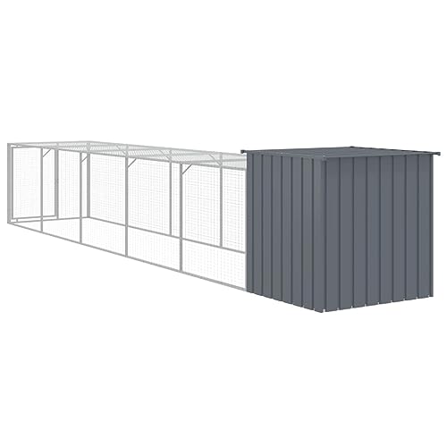 Homgoday Hühnerstall mit Laufstall für den Außenbereich, Legegestelle für Hühner, Käfige für Kaninchen, Käfige für Vögel, Kaninchenhaus, Legegestelle, Hühner, verzinkter Stahl, grau, 110 x 609 x 110 von Homgoday