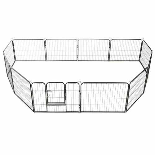 Homgoday Hunde-Laufgitter 12 Paneele Stahl 80x60 cm Schwarz Hundezaun Model170573 Homgoday Hunde-Laufgitter 12 Paneele Stahl 80x60 cm Schwarz Hundezaun Model170573 von Homgoday