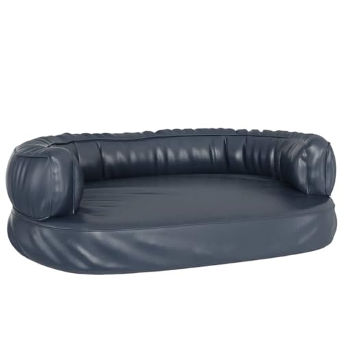Homgoday Hundebett Ergonomisch Schaumstoff Dunkelblau 75x53cm Kunstleder Hundebetten Model171314 von Homgoday