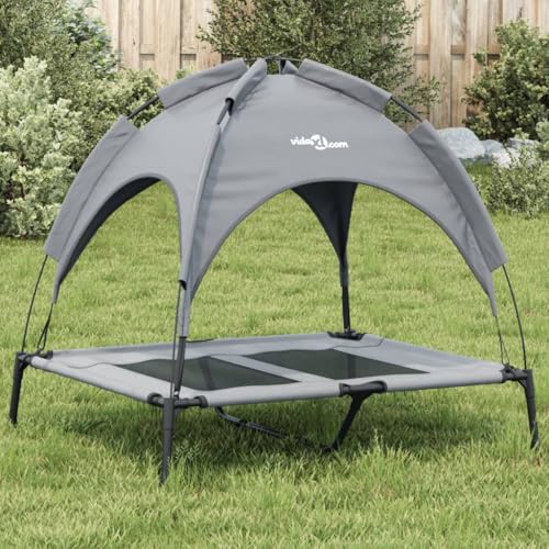 Homgoday Hundebett Hundebett Hundehütte Weiche Hundehütte für Innen Hundebett Hundebett mit Dach Oxford Stoff Anthrazit und Stahl Model172594 von Homgoday