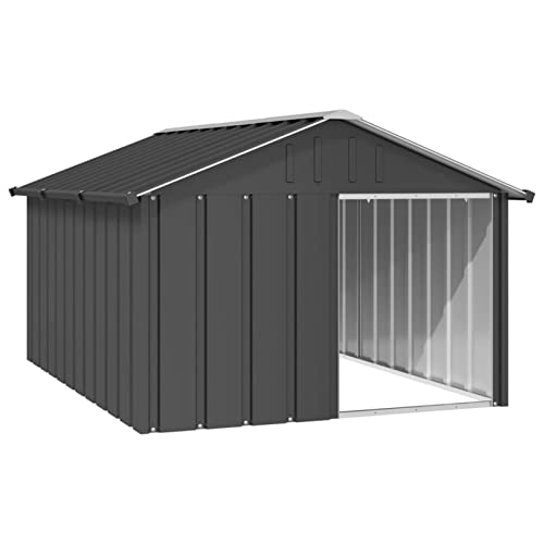 Homgoday Hundehütte, Anthrazit, 116,5 x 153 x 81,5 cm, verzinkter Stahl, Möbel, Hundekäfig für den Innenbereich, Hundekäfig, Hundekäfig für den Außenbereich von Homgoday