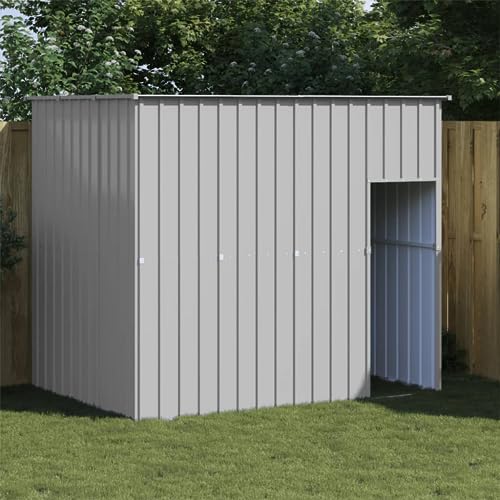 Homgoday Hundehütte, Dach, Hellgrau, 214 x 153 x 181 cm, verzinkter Stahl, Möbel, Hundekäfig für den Innenbereich, für Hunde, Käfig für Hunde im Freien von Homgoday