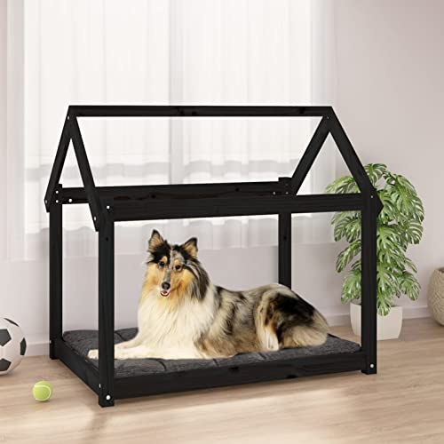 Homgoday Hundehütte, schwarz, 101 x 70 x 90 cm, aus massivem Kiefernholz, Einrichtungsgegenstand für Hunde, Käfig für Hunde, für den Außenbereich Homgoday Hundehütte, schwarz, 101 x 70 x 90 cm, aus massivem Kiefernholz, Einrichtungsgegenstand für Hunde, Käfig für Hunde, für den Außenbereich von Homgoday