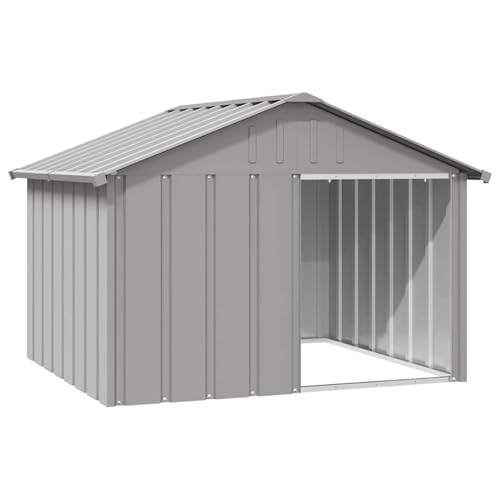 Homgoday Hundehütte Grau 116,5x103x81,5 cm Verzinkter Stahl Hundehöhle für Zuhause und draußen Model171542 von Homgoday