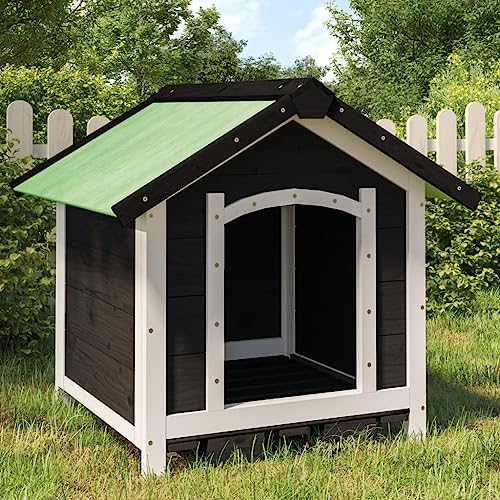 Homgoday Hundehütte aus massivem Kiefernholz, Grau, 65 x 65 x 61,5 cm, Hundehütte für den Außenbereich, Tierhaus, Hundehütte für Haustiere und Tiere Homgoday Hundehütte aus massivem Kiefernholz, Grau, 65 x 65 x 61,5 cm, Hundehütte für den Außenbereich, Tierhaus, Hundehütte für Haustiere und Tiere von Homgoday
