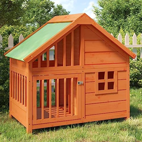 Homgoday Hundehütte aus massivem Kiefernholz, braun, 96 x 60,5 x 87 cm, Hundehütte für den Außenbereich, Tierhaus, Zwinger, Haustier, Käfig für Garten, Hof Homgoday Hundehütte aus massivem Kiefernholz, braun, 96 x 60,5 x 87 cm, Hundehütte für den Außenbereich, Tierhaus, Zwinger, Haustier, Käfig für Garten, Hof von Homgoday
