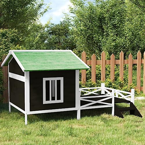 Homgoday Hundehütte aus massivem Kiefernholz, grau, 159 x 120 x 88,5 cm, Hundehütte für den Außenbereich, Tierhaus, Zwinger, Haustier, Käfig für Garten, Hof Homgoday Hundehütte aus massivem Kiefernholz, grau, 159 x 120 x 88,5 cm, Hundehütte für den Außenbereich, Tierhaus, Zwinger, Haustier, Käfig für Garten, Hof von Homgoday