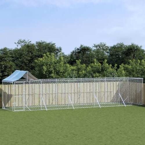 Homgoday Hundehütte für den Außenbereich, silbernes Dach, 10 x 2 x 2,5 m, verzinkter Stahl, Käfig für Hunde, Käfig für Hunde, für den Außenbereich Homgoday Hundehütte für den Außenbereich, silbernes Dach, 10 x 2 x 2,5 m, verzinkter Stahl, Käfig für Hunde, Käfig für Hunde, für den Außenbereich von Homgoday