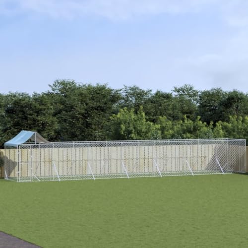 Homgoday Hundehütte für den Außenbereich, silbernes Dach, 14 x 2 x 2,5 m, verzinkter Stahl, Käfig für Hunde, Käfig für Hunde, für den Außenbereich Homgoday Hundehütte für den Außenbereich, silbernes Dach, 14 x 2 x 2,5 m, verzinkter Stahl, Käfig für Hunde, Käfig für Hunde, für den Außenbereich von Homgoday