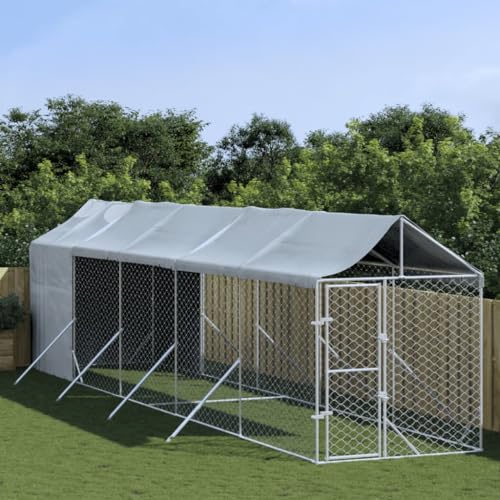 Homgoday Hundehütte für den Außenbereich, silbernes Dach, 2 x 10 x 2,5 m, verzinkter Stahl, Käfig für Hunde, Käfig für Hunde, für den Außenbereich Homgoday Hundehütte für den Außenbereich, silbernes Dach, 2 x 10 x 2,5 m, verzinkter Stahl, Käfig für Hunde, Käfig für Hunde, für den Außenbereich von Homgoday