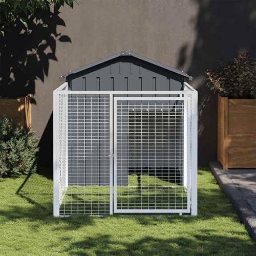 Homgoday Hundehütte mit Auslauf Anthrazit 117x201x123cm Verzinkter Stahl Haustierbedarf Model172351 Homgoday Hundehütte mit Auslauf Anthrazit 117x201x123cm Verzinkter Stahl Haustierbedarf Model172351 von Homgoday