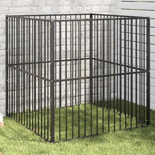 Homgoday Hundekäfig, 4 Paneele, schwarz, verzinkter Stahl, Hundekäfig, Hundekäfig für den Innenbereich, Kennel für Hunde, Hundekäfige für Hunde im Freien, Modell 172209 Homgoday Hundekäfig, 4 Paneele, schwarz, verzinkter Stahl, Hundekäfig, Hundekäfig für den Innenbereich, Kennel für Hunde, Hundekäfige für Hunde im Freien, Modell 172209 von Homgoday