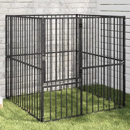 Homgoday Hundekäfig, 4 Paneele, schwarz, verzinkter Stahl, Hundekäfig, Hundekäfig für den Innenbereich, Kennel für Hunde, Hundekäfige für Hunde im Freien, Modell 172210 Homgoday Hundekäfig, 4 Paneele, schwarz, verzinkter Stahl, Hundekäfig, Hundekäfig für den Innenbereich, Kennel für Hunde, Hundekäfige für Hunde im Freien, Modell 172210 von Homgoday