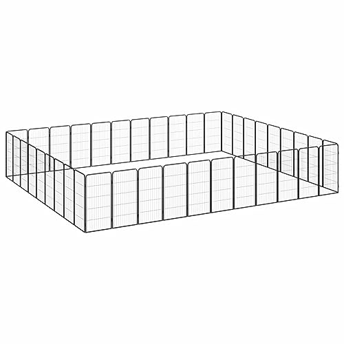 Homgoday Hundekäfig, 40 Paneele, schwarz, 50 x 100 cm, pulverbeschichteter Stahl, Hundekäfig, Hundekäfig für den Innenbereich, Hundekäfig, Käfig für Hunde, für den Außenbereich von Homgoday