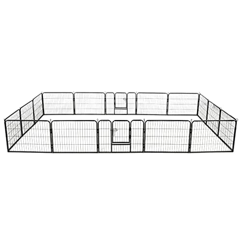 Homgoday Hundekäfig, Hundebox mit 16 Platten aus Stahl, 60 x 80 cm, Schwarz, Hundekäfig für den Innenbereich, Kennel für Hunde, Käfige für Hunde, Laufstall für Hunde im Freien von Homgoday