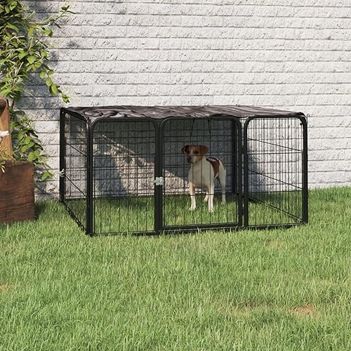 Homgoday Hundekäfig, Hundebox mit 4 Paneelen, schwarz, 100 x 50 cm, pulverbeschichteter Stahl, Hundekäfig, Käfig für Hunde, Käfig für Hunde, für den Außenbereich, Modell 171795 Homgoday Hundekäfig, Hundebox mit 4 Paneelen, schwarz, 100 x 50 cm, pulverbeschichteter Stahl, Hundekäfig, Käfig für Hunde, Käfig für Hunde, für den Außenbereich, Modell 171795 von Homgoday