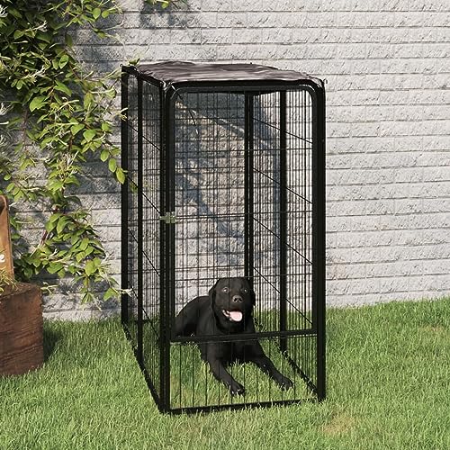 Homgoday Hundekäfig, Hundebox mit 6 Paneelen, schwarz, 50 x 100 cm, pulverbeschichteter Stahl, Hundekäfig, Käfig für Hunde, Käfig für Hunde, für den Außenbereich Homgoday Hundekäfig, Hundebox mit 6 Paneelen, schwarz, 50 x 100 cm, pulverbeschichteter Stahl, Hundekäfig, Käfig für Hunde, Käfig für Hunde, für den Außenbereich von Homgoday