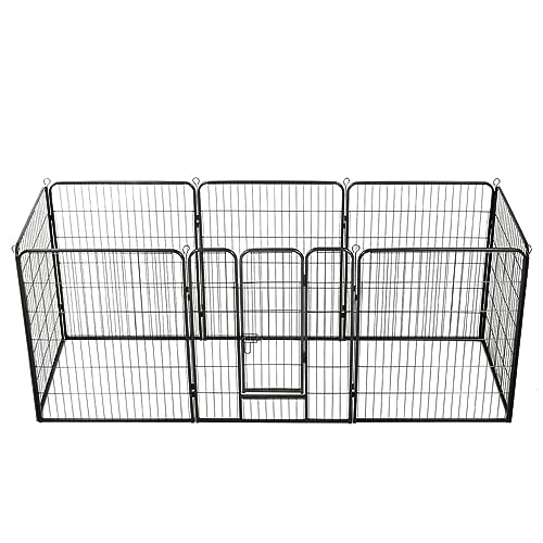 Homgoday Hundekäfig, Hundebox mit 8 Platten aus Stahl, 80 x 100 cm, Schwarz, Hundekäfig für den Innenbereich, Kennel für Hunde, Hundekäfige, Laufstall für Hunde im Freien von Homgoday