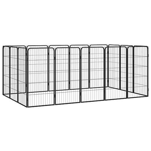 Homgoday Hundekäfig, Hundekäfig, 16 Paneele, schwarz, 50 x 100 cm, pulverbeschichteter Stahl, Hundekäfig, Käfig für Hunde, Käfig für Hunde, für den Außenbereich Homgoday Hundekäfig, Hundekäfig, 16 Paneele, schwarz, 50 x 100 cm, pulverbeschichteter Stahl, Hundekäfig, Käfig für Hunde, Käfig für Hunde, für den Außenbereich von Homgoday