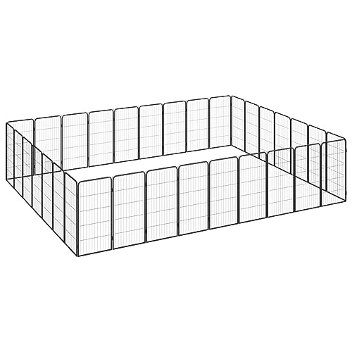 Homgoday Hundekäfig, Hundekäfig, 32 Paneele, Schwarz, 50 x 100 cm, pulverbeschichteter Stahl, Hundekäfig, Hundekäfig, Käfig für Hunde, für den Außenbereich von Homgoday