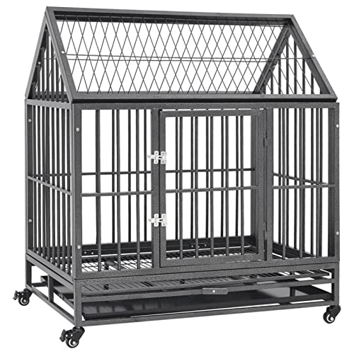 Homgoday Hundekäfig, Hundekäfig mit Stahlrädern und Dach 92 x 62 x 106 cm, Hundekäfig für den Innenbereich Kennel für Hunde, Hundekäfige für Hunde im Freien Homgoday Hundekäfig, Hundekäfig mit Stahlrädern und Dach 92 x 62 x 106 cm, Hundekäfig für den Innenbereich Kennel für Hunde, Hundekäfige für Hunde im Freien von Homgoday