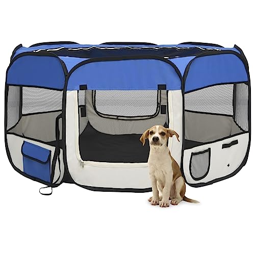 Homgoday Hundekäfig, zusammenklappbar, mit Tragetasche, Blau, 125 x 125 x 61 cm, Hundekäfig für den Innenbereich, Kennel für Hunde, Hundekäfig, Hundegehege für den Außenbereich Homgoday Hundekäfig, zusammenklappbar, mit Tragetasche, Blau, 125 x 125 x 61 cm, Hundekäfig für den Innenbereich, Kennel für Hunde, Hundekäfig, Hundegehege für den Außenbereich von Homgoday