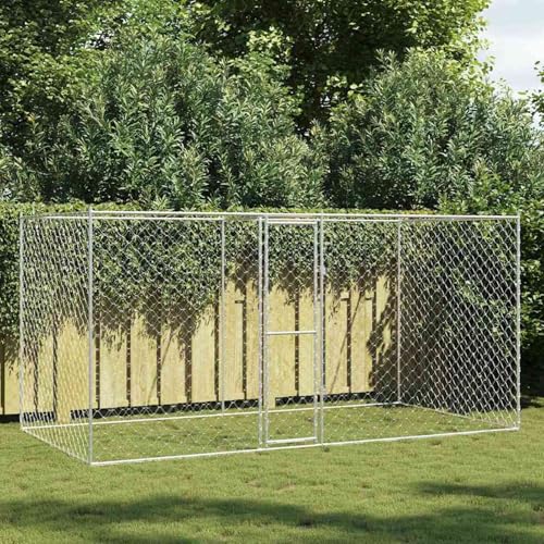 Homgoday Hundekäfig Silber 400 x 200 x 256 cm Verzinkter Stahl Hundekäfig Model3368309 von Homgoday