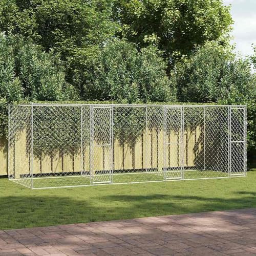 Homgoday Hundekäfig Silber 600 x 200 x 200 cm Verzinkter Stahl Hundekäfig Model3368307 von Homgoday