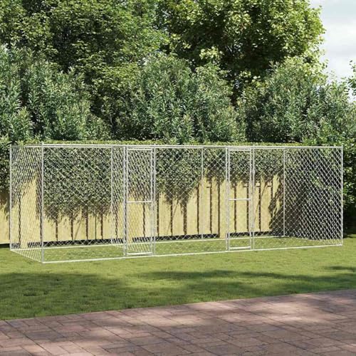Homgoday Hundekäfig Silber 600 x 200 x 200 cm Verzinkter Stahl Hundekäfig Model3368312 von Homgoday