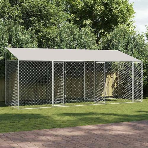 Homgoday Hundekäfig Silber 600 x 200 x 256 cm Verzinkter Stahl Hundekäfig Model3368299 von Homgoday