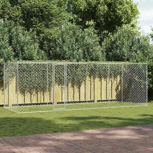 Homgoday Hundekäfig Silber 600 x 200 x 256 cm Verzinkter Stahl Hundekäfig Model3368310 von Homgoday