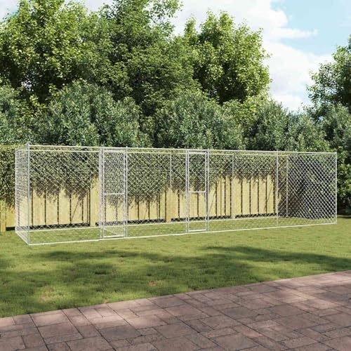 Homgoday Hundekäfig Silber 800 x 200 x 200 cm Verzinkter Stahl Hundekäfig Model3368313 von Homgoday