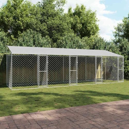 Homgoday Hundekäfig Silber 800 x 200 x 256 cm Verzinkter Stahl Hundekäfig Model3368300 von Homgoday