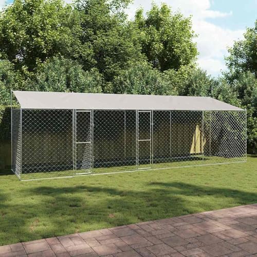 Homgoday Hundekäfig Silber 800 x 200 x 256 cm Verzinkter Stahl Hundekäfig Model3368305 von Homgoday