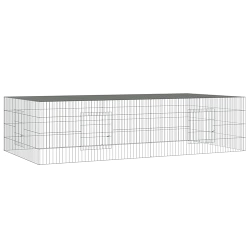Homgoday Kaninchenkäfig 2 Paneele 220x110x55 cm Verzinktes Eisen Haustierkäfig Model171563 von Homgoday