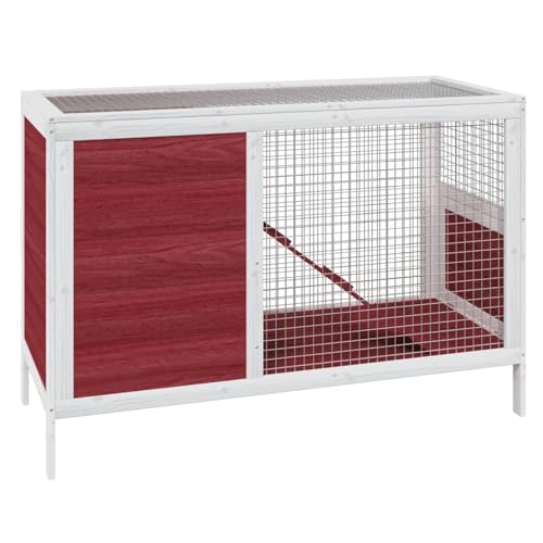 Homgoday Kaninchenstall Mokka 103x44x69,5 cm Massivholz Kiefer Haustierkäfig Model172298 von Homgoday