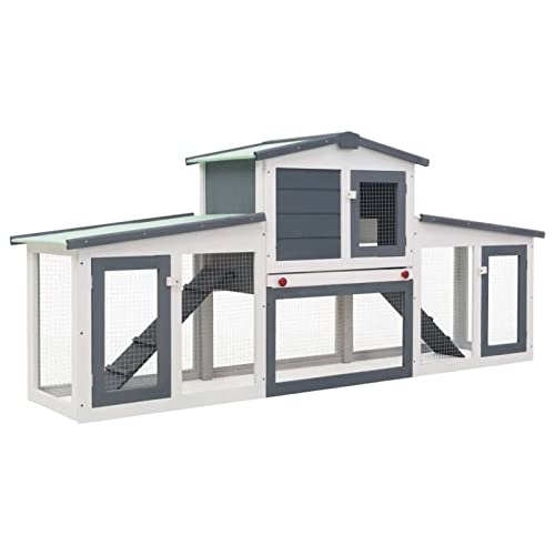 Homgoday Kaninchenstall für den Außenbereich, groß, grau und weiß, 204 x 45 x 85 cm, aus Holz, Tierkäfig, Käfig für Hühner, Kaninchen Homgoday Kaninchenstall für den Außenbereich, groß, grau und weiß, 204 x 45 x 85 cm, aus Holz, Tierkäfig, Käfig für Hühner, Kaninchen von Homgoday