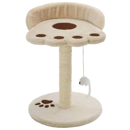Homgoday Katzen-Kratzbaum, Beige/Braun, 30x30x40 cm, Sisal & Plüsch, mit Spielmaus Model170542 von Homgoday