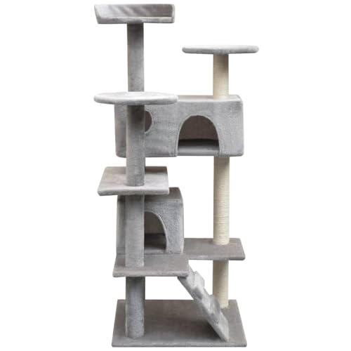 Homgoday Katzen-Kratzbaum Sisal 125 cm Grau Kratzst?mmen Model170475 von Homgoday