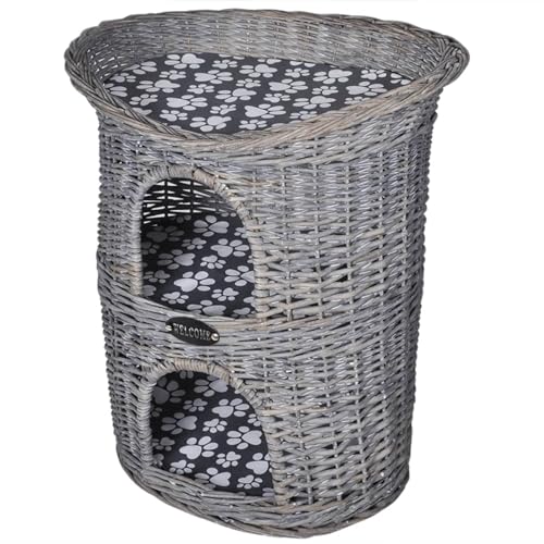 Homgoday Katzenbaum Möbel 2 Ebenen aus Weide / Höhle / Kratzbaum mit Kissen Homgoday Katzenbaum Möbel 2 Ebenen aus Weide / Höhle / Kratzbaum mit Kissen von Homgoday