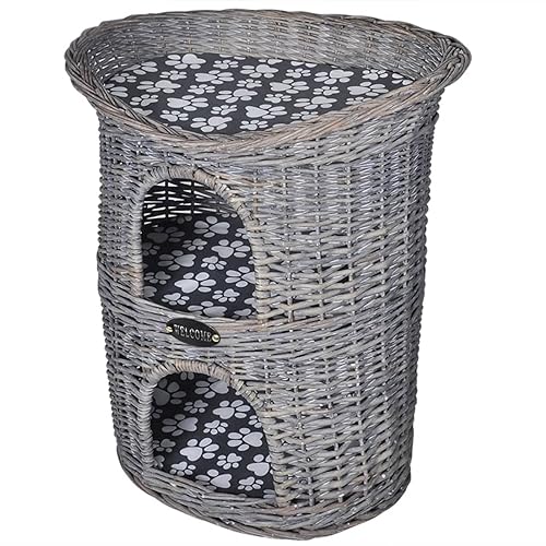 Homgoday Katzenbaum mit 2 Ebenen aus Weidenholz, Katzenhaus, Katzenkratzbaum, mit Kissen, Möbel für Haus, Innen- und Außenbereich, Wohnzimmer, Schlafzimmer Homgoday Katzenbaum mit 2 Ebenen aus Weidenholz, Katzenhaus, Katzenkratzbaum, mit Kissen, Möbel für Haus, Innen- und Außenbereich, Wohnzimmer, Schlafzimmer von Homgoday