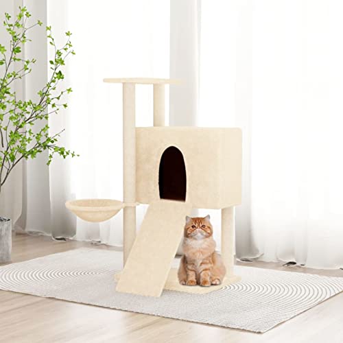 Homgoday Katzenbaum mit Kratzbaum Sisal Creme 96 cm, Katzenmöbel Katzenspielzeug, Katzenkratzbaum, Kratzbaum Homgoday Katzenbaum mit Kratzbaum Sisal Creme 96 cm, Katzenmöbel Katzenspielzeug, Katzenkratzbaum, Kratzbaum von Homgoday