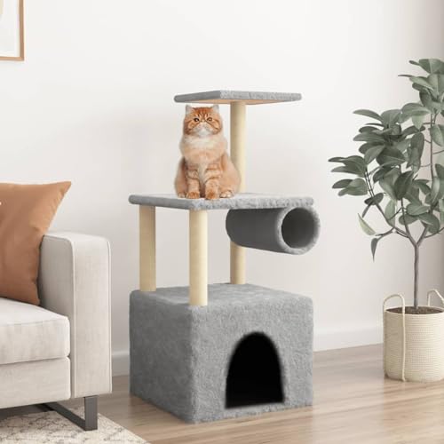 Homgoday Katzenbaum mit Kratzbaum aus Sisal, hellgrau, 109,5 cm, Katzenmöbel, Katzenspielzeug, Kratzbaum für Katzen, Kratzbaum Homgoday Katzenbaum mit Kratzbaum aus Sisal, hellgrau, 109,5 cm, Katzenmöbel, Katzenspielzeug, Kratzbaum für Katzen, Kratzbaum von Homgoday