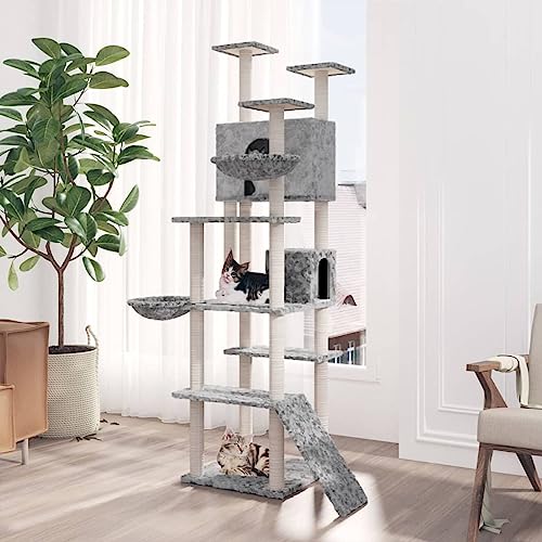 Homgoday Katzenbaum mit Kratzbaum aus Sisal, hellgrau, 191 cm, Katzenspielzeug, Katzenspielzeug, Kratzbaum für Katzen, Kratzbaum Homgoday Katzenbaum mit Kratzbaum aus Sisal, hellgrau, 191 cm, Katzenspielzeug, Katzenspielzeug, Kratzbaum für Katzen, Kratzbaum von Homgoday
